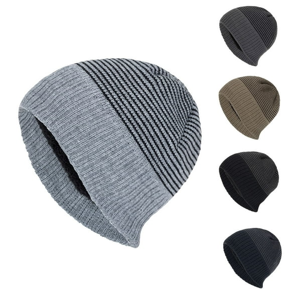 SGFCWSX Beanie Hats for Men,Causal Hat with Ear Flaps Warm Winter Cap Gray Free Size