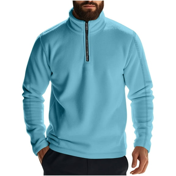 SGFCWSX Hoodies for Men,Casual Solid Zip-Up Long Sleeve Tops Sky Blue 3XL