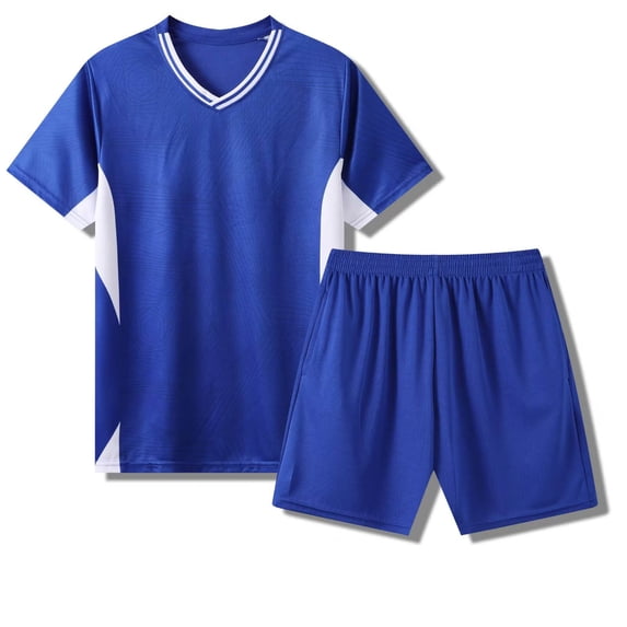 SGFCWSX Boys 2 Piece Athletic Outfits Summer Quick Dry Short Sleeve T Shirt Elastic Waist Shorts Sports Set for Kids Blue Size 10