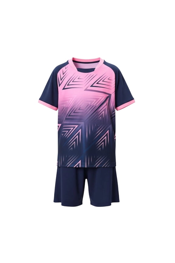 Boys 2 Piece Soccer Uniform Set Summer Short Sleeve Gradient T Shirts Elastic Waist Shorts Sports Outfits for Kids Navy Size 2T