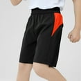 thumbnail image 1 of SGFCWSX Boys Athletic Shorts Elastic Waist Color Block Quick Dry Summer Sports Shorts for Teens Black Size 13-14 Years, 1 of 5