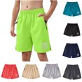 thumbnail image 1 of SGFCWSX Boys Athletic Shorts Quick Dry Elastic Waist Zipper Pockets Summer Sports Shorts for Teens Green Size 12-13Years, 1 of 7