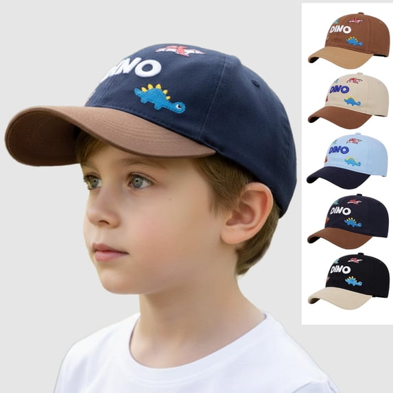 SGFCWSX Boys Baseball Cap Wide Brim UV Protection Print Adjustable Cotton Summer Outdoor Casual Sports Hats for Kids Navy Size 2-6 Years