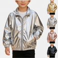 thumbnail image 1 of SGFCWSX Boys Bomber Jacket Metallic Zip Up Lightweight Shiny Windbreaker Coat Gray Size 6, 1 of 9