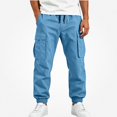 thumbnail image 1 of SGFCWSX Boys Cargo Jogger Pants, Tapered Cuff Elastic Waist Casual Trousers with Pockets for Outdoor School Everyday Blue Size 10, 1 of 7