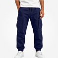 thumbnail image 1 of SGFCWSX Boys Cargo Jogger Pants, Tapered Cuff Elastic Waist Casual Trousers with Pockets for Outdoor School Everyday Navy Size 10, 1 of 7