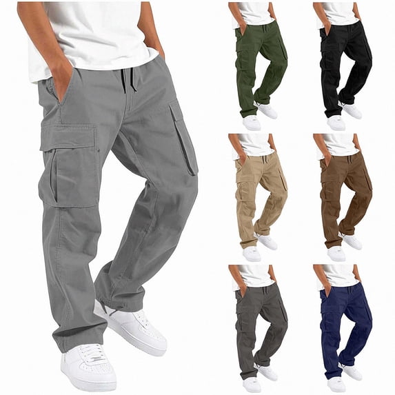 SGFCWSX Boys Cargo Pants, Loose Fit Drawstring Waist Utility Trousers with Multi Pockets for Outdoor Everyday Wear Gray Size 10