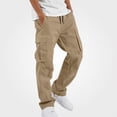 thumbnail image 1 of SGFCWSX Boys Cargo Pants, Loose Fit Drawstring Waist Utility Trousers with Multi Pockets for Outdoor Everyday Wear Khaki Size 7, 1 of 8