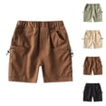 thumbnail image 1 of SGFCWSX Boys Cargo Shorts Elastic Waist Cotton with Pockets Summer Casual Shorts for Kids Coffee Size 2-3 Years, 1 of 4