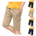 thumbnail image 1 of SGFCWSX Boys Cargo Shorts Multi-Pocket Cotton Elastic Waist Summer Casual Shorts for Kids Khaki Size 11-12 Years, 1 of 10