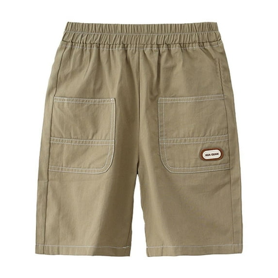 SGFCWSX Boys Cargo Shorts Quick Dry Elastic Waist Summer Casual Shorts for Kids Khaki Size 4-5 Years