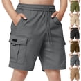 thumbnail image 1 of SGFCWSX Boys Cargo Shorts Soft Breathable Elastic Waist Summer Shorts with Multi Pockets for Kids Gray Size 7-8 Years, 1 of 8