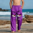 thumbnail image 1 of SGFCWSX Boys Casual Pants Elastic Waist Loose Fit Print with Pockets Trousers for Kids Purple Size 4 Years, 1 of 9