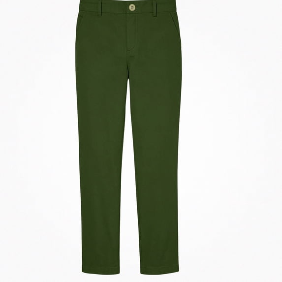 SGFCWSX Boys Chino Pants, Button Zipper Straight Leg Relaxed Fit Trousers with Side Pockets for Casual School Uniform Green Size 5T