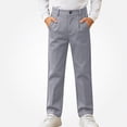 thumbnail image 1 of SGFCWSX Boys Chino Pants, Straight Leg Pleated Button Zipper Relaxed Fit Trousers with Pockets for School Uniform Gray Size 5T, 1 of 8