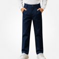 thumbnail image 1 of SGFCWSX Boys Chino Pants, Straight Leg Pleated Button Zipper Relaxed Fit Trousers with Pockets for School Uniform Navy Size 4T, 1 of 8