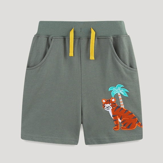 SGFCWSX Boys French Terry Shorts Elastic Waist Cotton Printed with Pockets Summer Casual Shorts for Kids Gray Size 7-8 Years