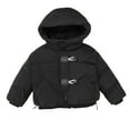 thumbnail image 1 of SGFCWSX Boys Girls Hooded Puffer Jacket with Toggle Buttons Kids Winter Warm Short Coat Black Size 7 Years, 1 of 5