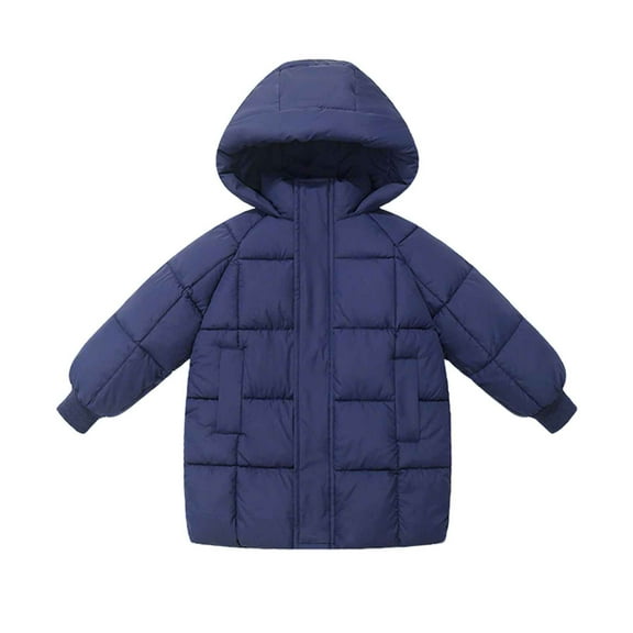 SGFCWSX Boys Girls Mid-Length Hooded Puffer Coat Kids Warm Winter Jacket Navy Size 3 Years