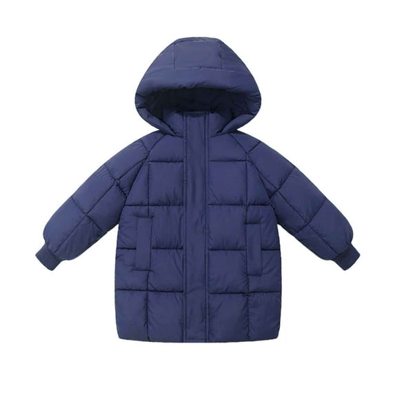SGFCWSX Boys Girls Mid-Length Hooded Puffer Coat Kids Warm Winter Jacket Navy Size 3 Years
