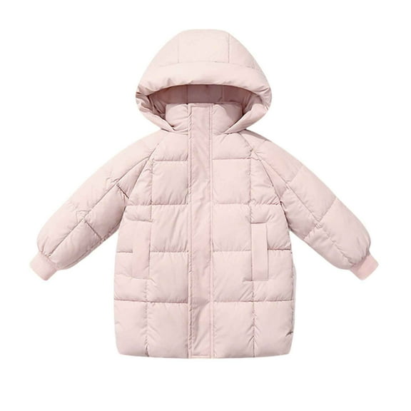 SGFCWSX Boys Girls Mid-Length Hooded Puffer Coat Kids Warm Winter Jacket Pink Size 3 Years
