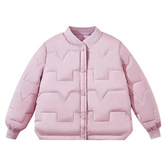 SGFCWSX Boys Girls Quilted Puffer Jacket Kids Baseball Collar Winter Warm Coat Pink Size 12 Years