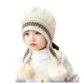 thumbnail image 1 of SGFCWSX Boys Girls Winter Knit Hat with Earflap Kids Fleece Windproof Warm Beanie Caps Beige Free Size, 1 of 7
