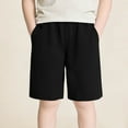 thumbnail image 1 of SGFCWSX Boys Knit Casual Shorts Solid Color Cotton with Pockets Elastic Waist Summer Active Shorts for Kids Black Size 4-5 Years, 1 of 6