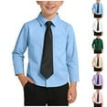 thumbnail image 1 of SGFCWSX Boys Long Sleeve Dress Shirt with Matching Tie, Kids Button-Down Shirt with Chest Pocket, Formal Casual School Outfit Tops Blue Size 11-12 Years, 1 of 10