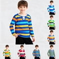 thumbnail image 1 of SGFCWSX Boys Long Sleeve Henley Shirt, Kids Top Casual Striped Soft School Daily Tees Orange Size 8-9 Years, 1 of 7