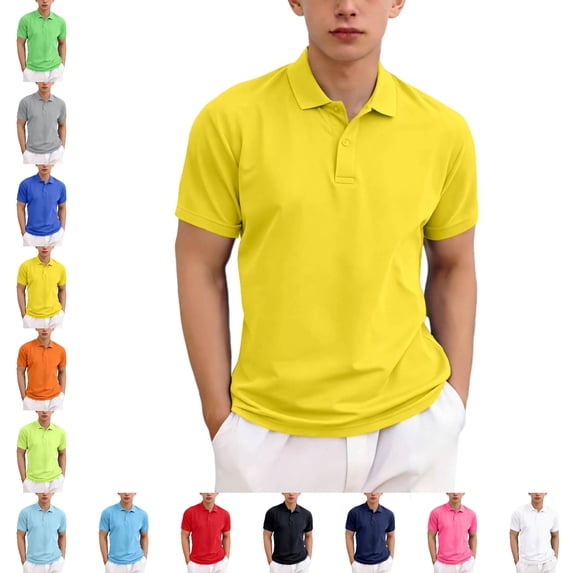 SGFCWSX Boys Short Sleeve Polo Shirts, Golf Polo Casual Quick Dry Performance School Uniform T-Shirts for Kids Yellow Size 5-6Years