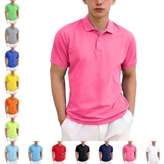 SGFCWSX Boys Short Sleeve Polo Shirts, Golf Polo Quick Dry Performance Casual School Uniform T-Shirts for Kids Hot Pink Size 7-8Years