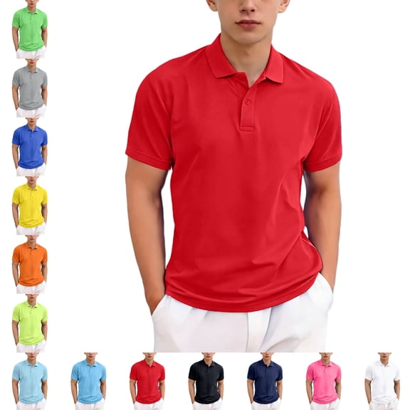SGFCWSX Boys Short Sleeve Polo Shirts, Golf Polo Quick Dry Performance Casual School Uniform T-Shirts for Kids Red Size 7-8Years