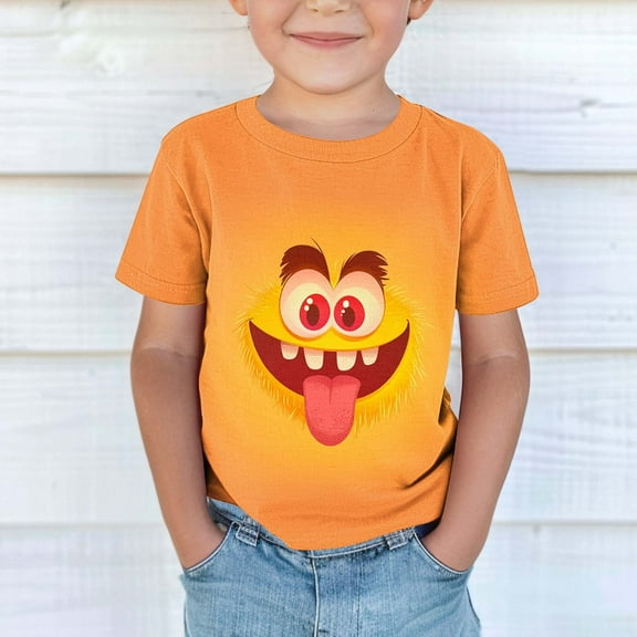 SGFCWSX Boys Short Sleeve T-Shirt, Kids Crew Neck Summer Tops Regular Fit Printed Casual Daily Tees Multicolor Size 7-8 Years