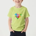 thumbnail image 1 of SGFCWSX Boys Short Sleeve T-Shirt, Kids Heart Print Summer Tees Regular Fit Crew Neck Casual Tops Green Size 3-4Years, 1 of 4