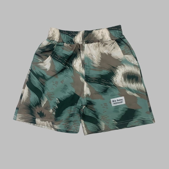 SGFCWSX Boys Shorts Lightweight Breathable Elastic Waist Camo Print Summer Casual Shorts for Kids Green Size 6-7 Years