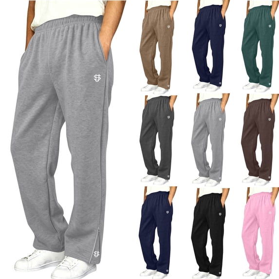 SGFCWSX Boys Sweatpants Zip Hem Straight Leg Pockets Relaxed Fit Casual Athletic Sporty Everyday Basic Activewear Joggers Gray Size 9