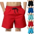 thumbnail image 1 of SGFCWSX Boys Swim Trunks Elastic Waist Quick Dry Beach Shorts with Pockets for Kids Red Size 10-11Years, 1 of 10