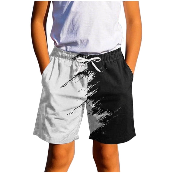 SGFCWSX Boys Swim Trunks Elastic Waist with Pockets Printed Quick Dry Summer Beach Shorts for Kids White Size 9-10 Years