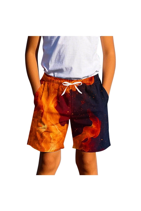 Boys Swim Trunks Graphic Quick Dry with Pockets Elastic Waist Summer Beach Shorts for Teens Orange Size 13-14 Years