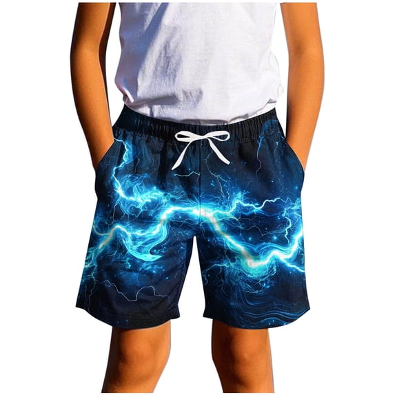 SGFCWSX Boys Swim Trunks Quick Dry Elastic Waist with Pockets Print Summer Beach Shorts for Teens Navy Size 13-14 Years