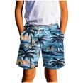 thumbnail image 1 of SGFCWSX Boys Swim Trunks with Pockets Hawaiian Graphic Elastic Waist Quick Dry Summer Beach Shorts for Teens Sky Blue Size 13-14 Years, 1 of 6