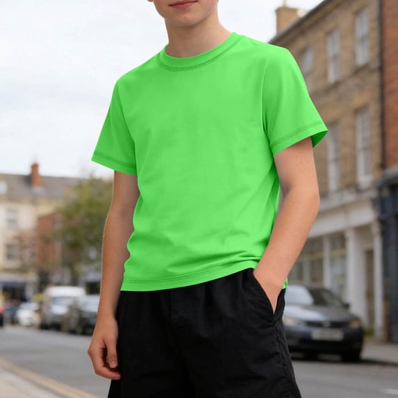 SGFCWSX Boys T Shirt Short Sleeve Crew Neck Quick Dry Breathable Athletic Casual Kids Daily Sports Wear Tee Tops Green Size 12