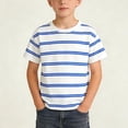 thumbnail image 1 of SGFCWSX Boys T Shirts Crew Neck Short Sleeve Striped Print Casual Soft Lightweight Daily Tops for Kids Blue Size 10, 1 of 6