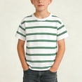 thumbnail image 1 of SGFCWSX Boys T Shirts Crew Neck Short Sleeve Striped Print Casual Soft Lightweight Daily Tops for Kids Green Size 7/8, 1 of 6