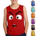thumbnail image 1 of SGFCWSX Boys Tank Tops Sleeveless Print Crew Neck Regular Fit Outdoor Daily Wear Tops for Kids Red Size 8 Years, 1 of 7