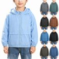 thumbnail image 1 of SGFCWSX Boys Windbreaker Jacket Lightweight Hooded Zip Up Water Resistant Outdoor Coat Light Blue Size 8, 1 of 7