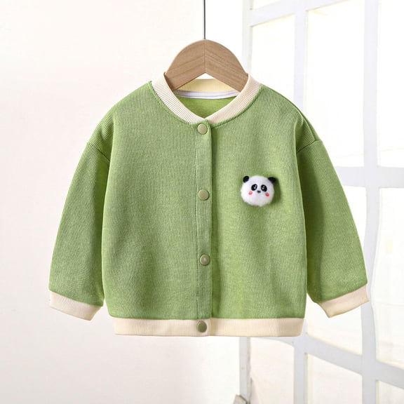SGFCWSX Cardigans for Girls Kids Cute Print Casual Sweaters Warm Knitted Soft Sweater Green Size 3 Months