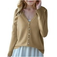 thumbnail image 1 of SGFCWSX Cardigans for Girls Kids Solid Color Long Sleeve Sweaters Knitted Soft Sweater Gold Size S, 1 of 3