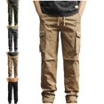 thumbnail image 1 of SGFCWSX Cargo Pants for Men– Solid Multi-Pocket Outdoor Casual Pants with Adjustable Drawstring Waist Khaki Size 3XL, 1 of 6